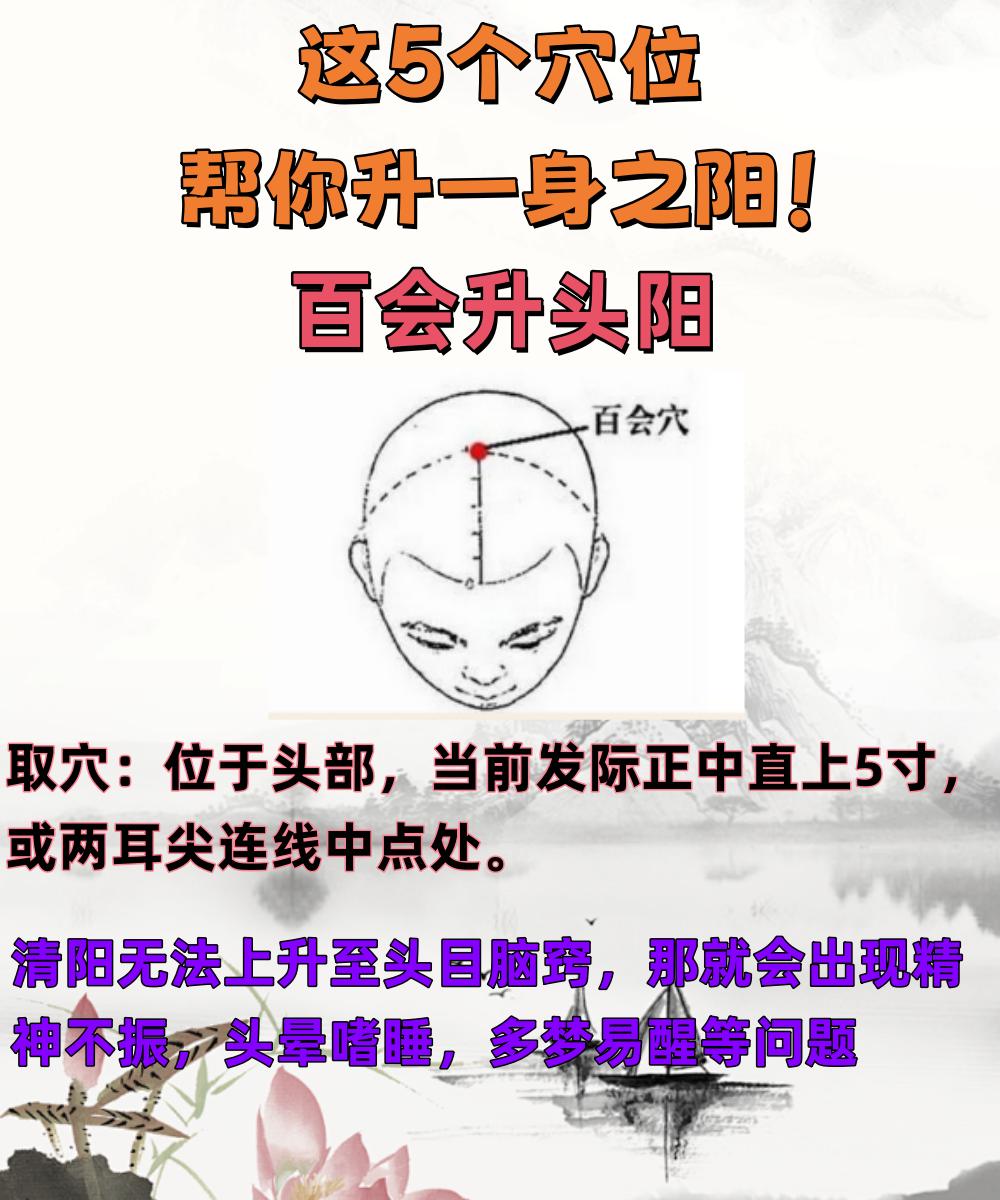 升阳不花钱，这5个穴位，帮你升一身之阳！

1.百会升头阳
2.神门升心阳
3.