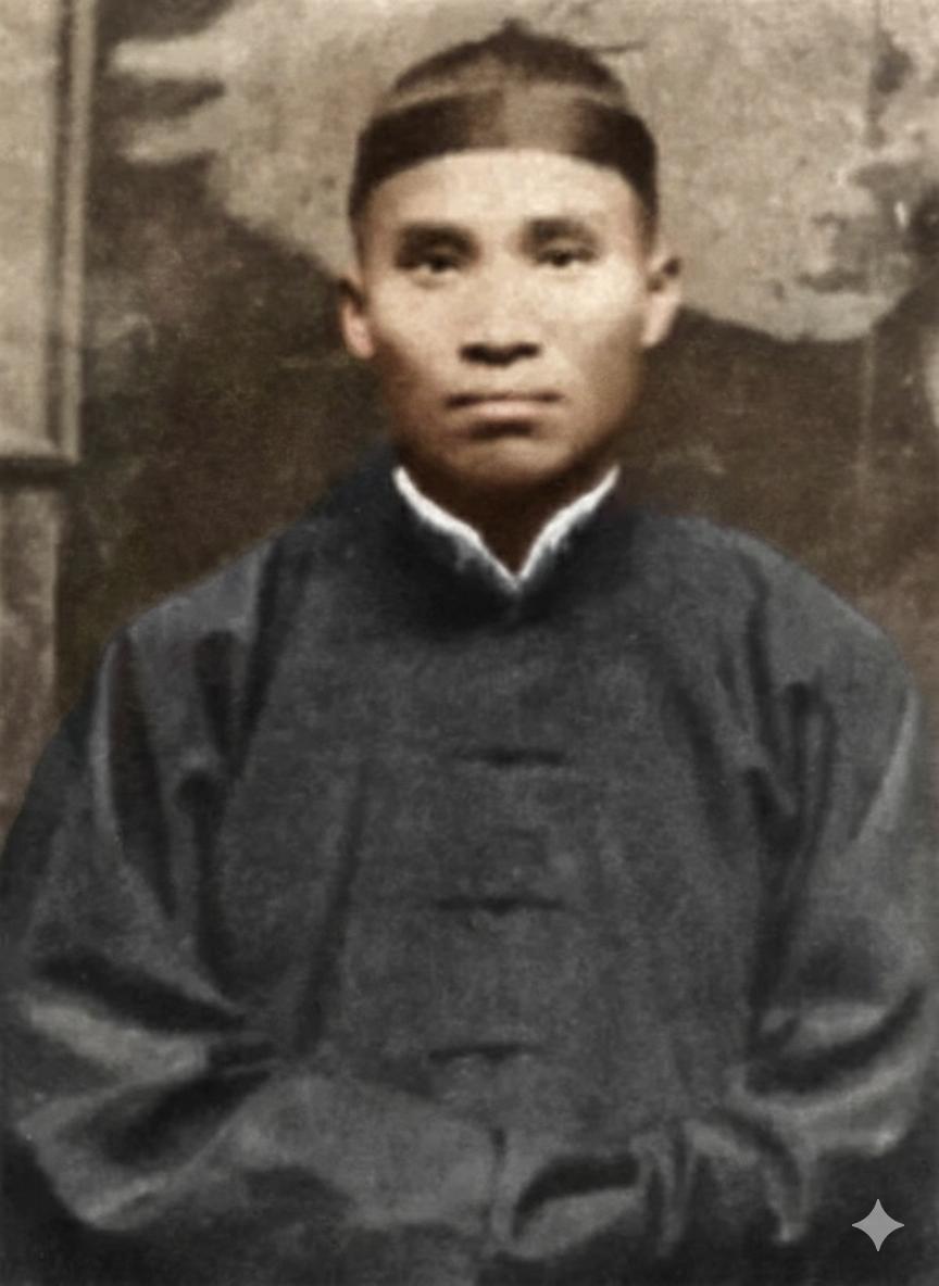 这张照片是青年朱德的珍贵留影，这是他在20岁左右，拍摄于清末民初，照片中的他身着