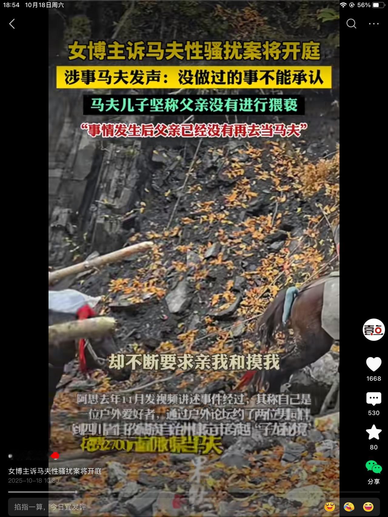 女人称马夫要强奸她，并要把她丢进河里。毁尸灭迹。然后不断要求亲她和摸她。马夫：没