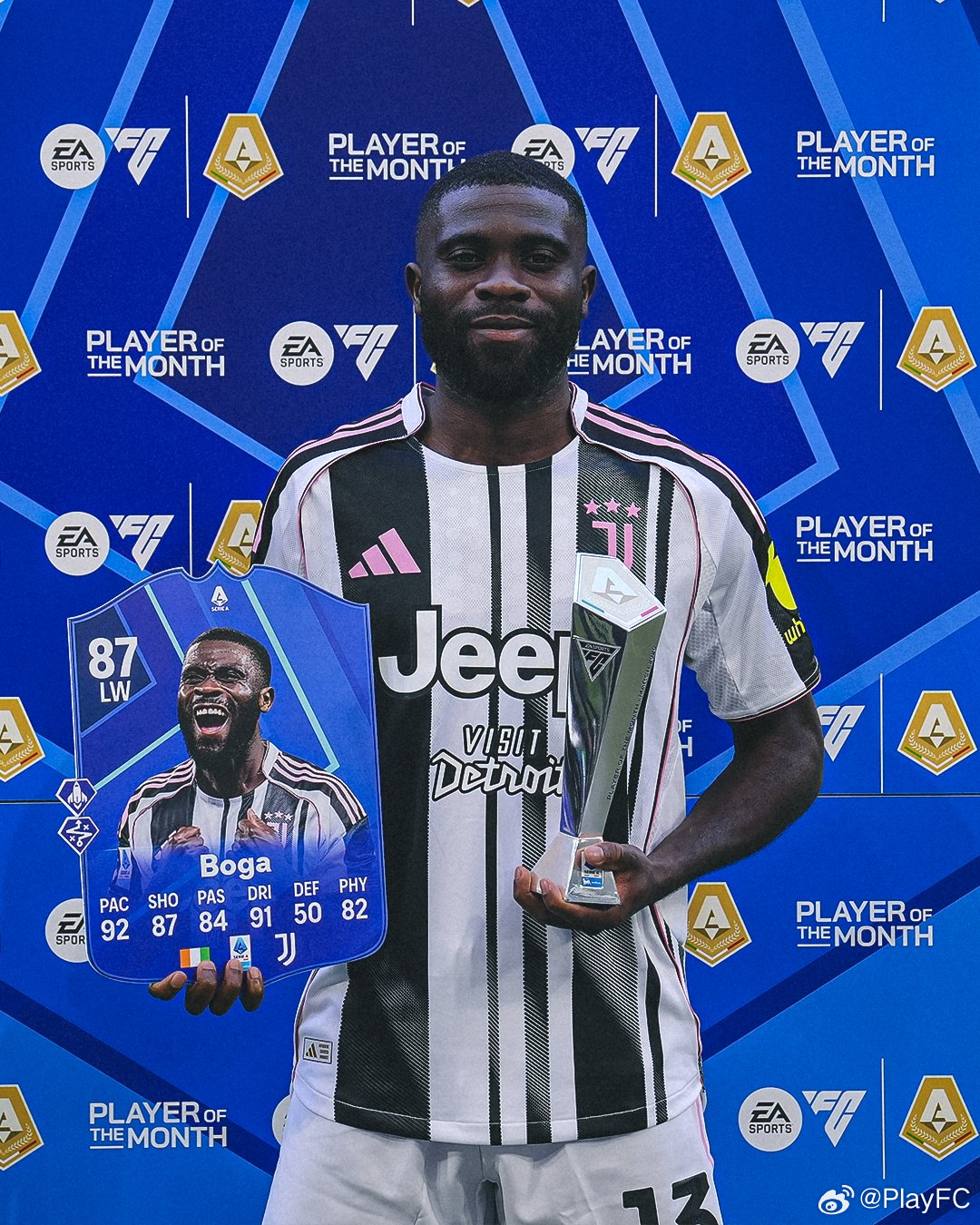 杰雷米·博加展示自己的月度最佳球员卡。FC26