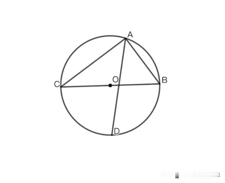 中考数学必刷题，几何题：
如图所示，△ABC内接于圆O，CB为圆O的直径，AD平