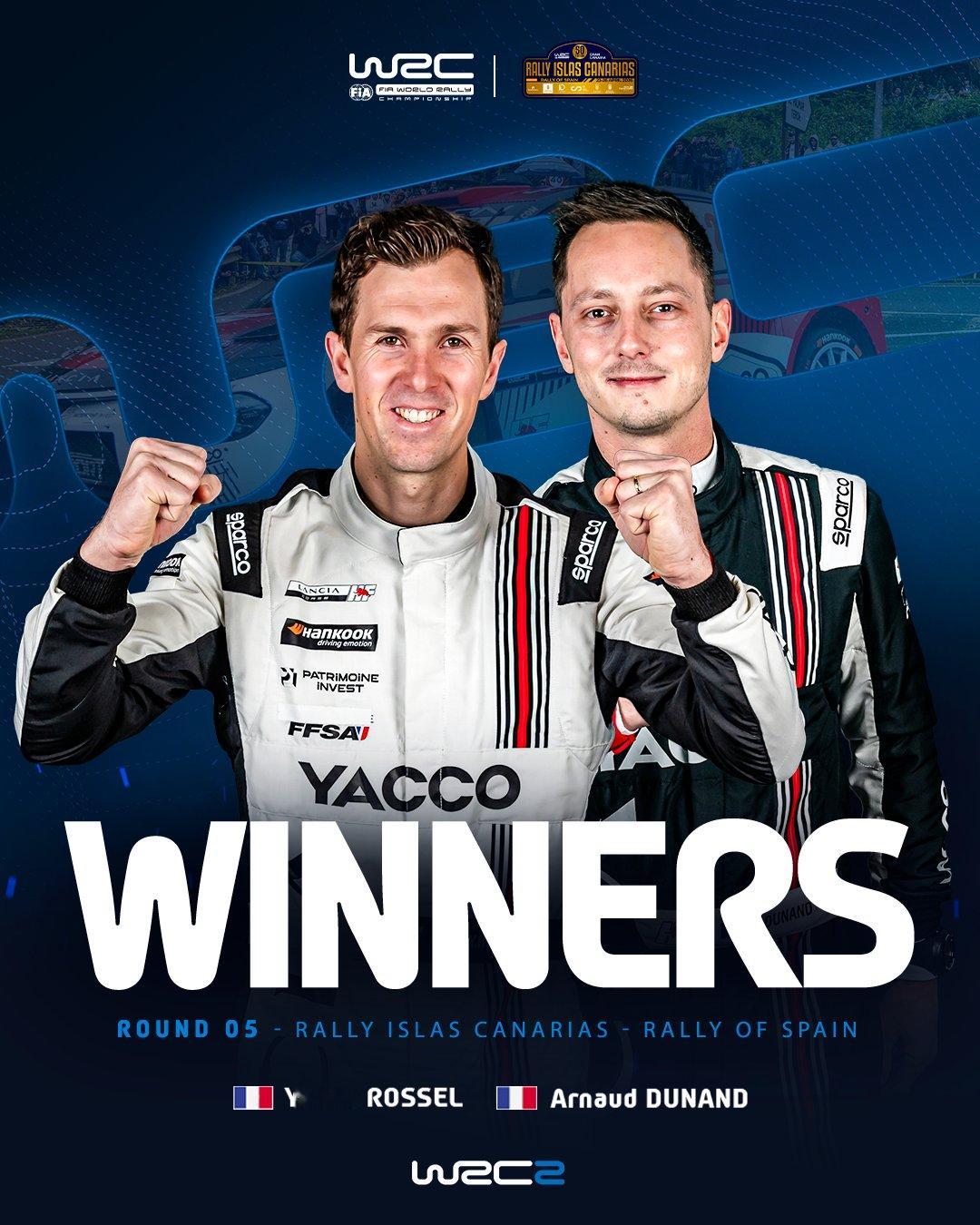 塞巴斯蒂安·奥吉尔与领航员文森特·兰代斯赢得WRC西班牙加那利群岛拉力赛冠军！这