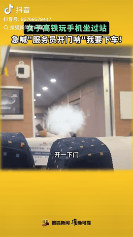 安徽，一女子坐高铁因一直低头玩手机而坐过站了，于是她大声急喊: “开下门，服务员