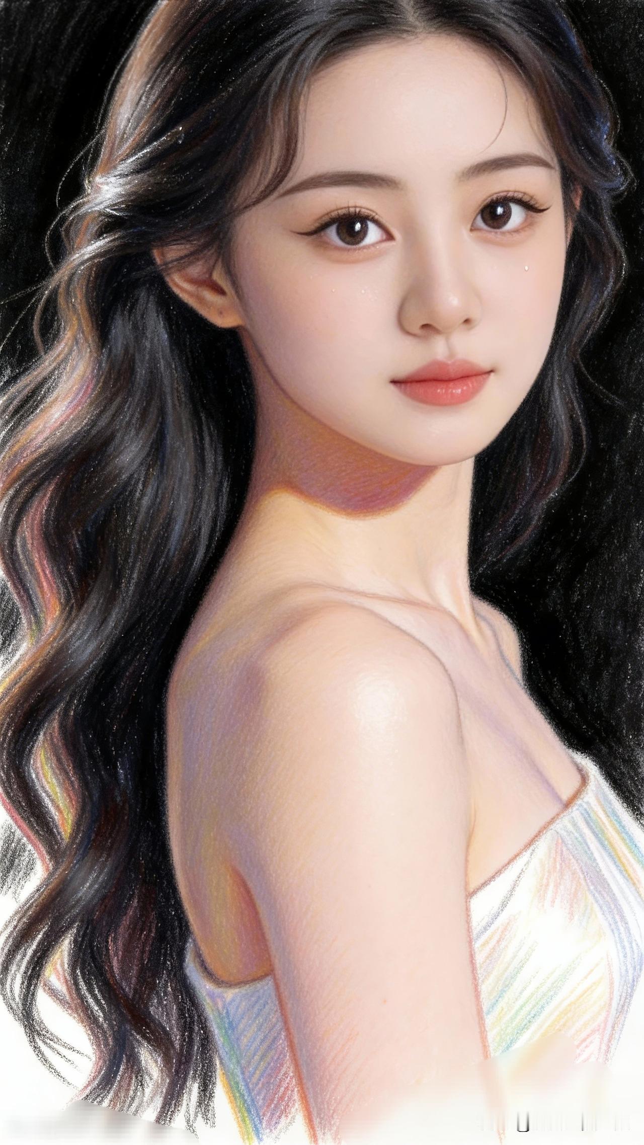 画中美人似月明，含情脉脉动春心。分享你所见的绝世佳人！ 温柔甜美的少女，黑发如瀑