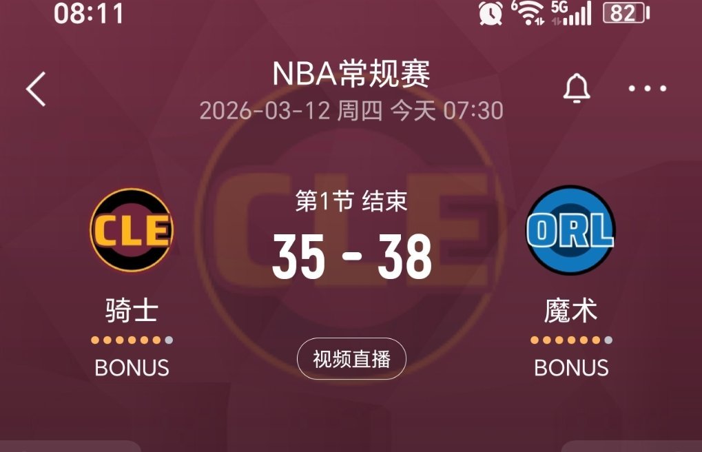 第一节结束，骑士落后3分！感觉如何？骑士vs魔术