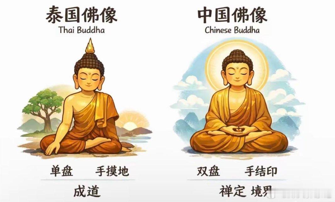 泰国的佛和中国的佛不是同一个吗？怎么坐姿不一样的？ 
