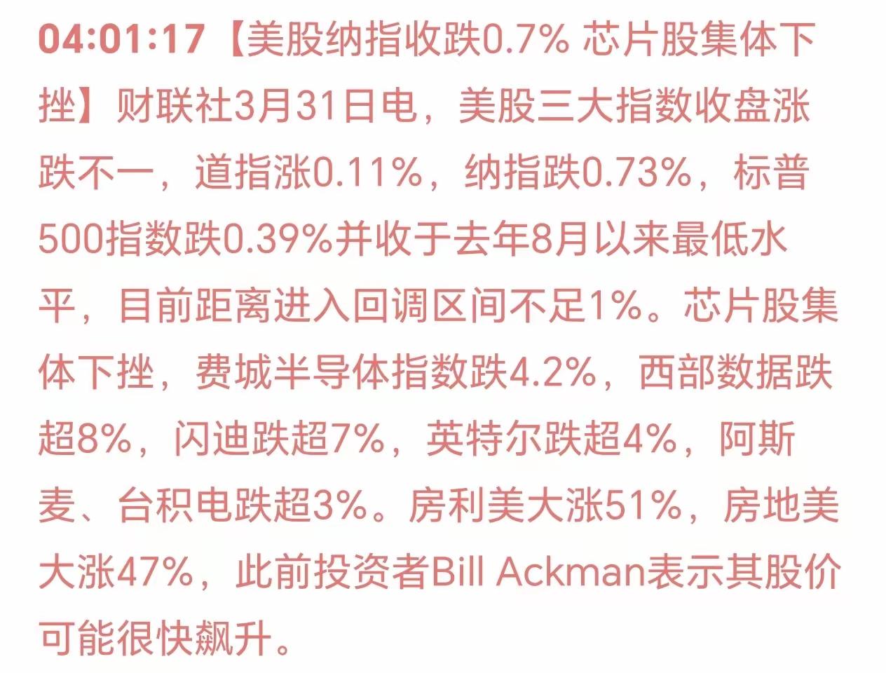 早晨6点09分，刚刚被消息震醒：纳斯达克股指继续下跌！美芯片股领跌，房利美、房地