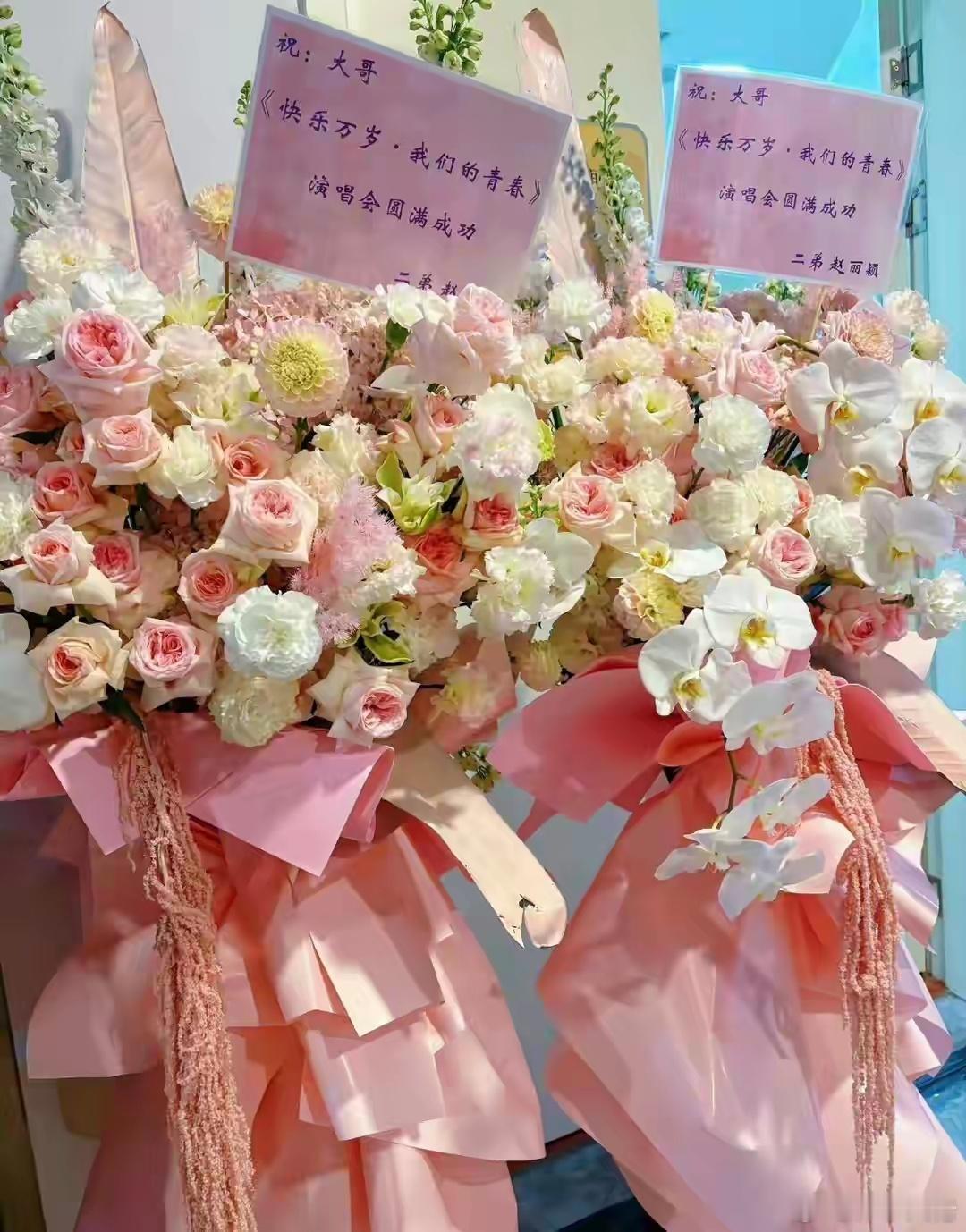 大哥谢娜 二弟赵丽颖5月初，谢娜个人演唱会官宣，赵丽颖送来的应援花篮上，落款写着
