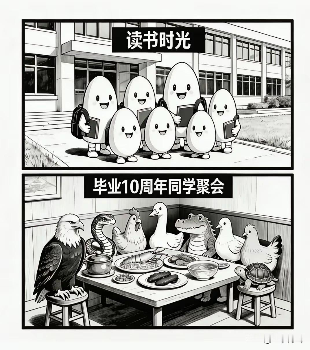 学生时大家都一样，毕了业才知道你是啥。很扎心是不是，这就是现实。
原来以为我们都
