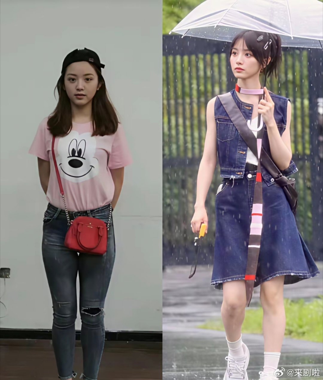 说田曦薇是第二个唐嫣离不开铁刘海的，我是不同意的。唐嫣额头高，没有刘海确实不好看