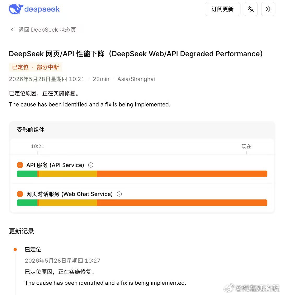 【deepseek已找到故障原因正在修复】5月28日上午，有大量用户在社交平台反