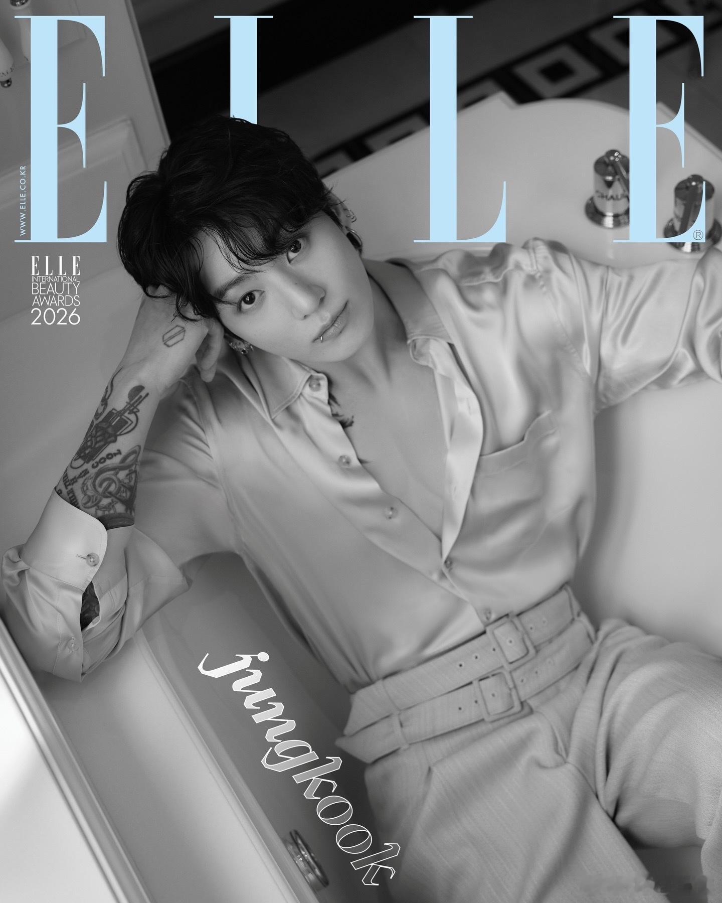 田柾国（Jung Kook）登上韩国版《ELLE》开年刊封面，9张封面演绎偶像魅