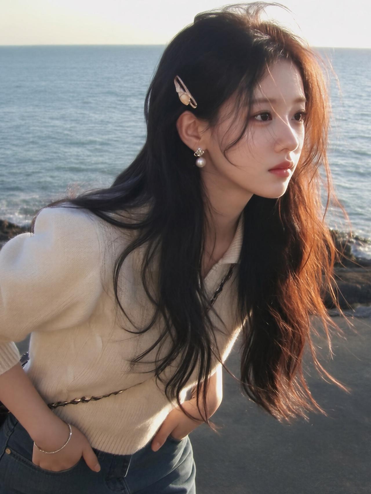 海边少女，微风轻拂，温柔时光女孩子怎么穿搭既时尚又好看?