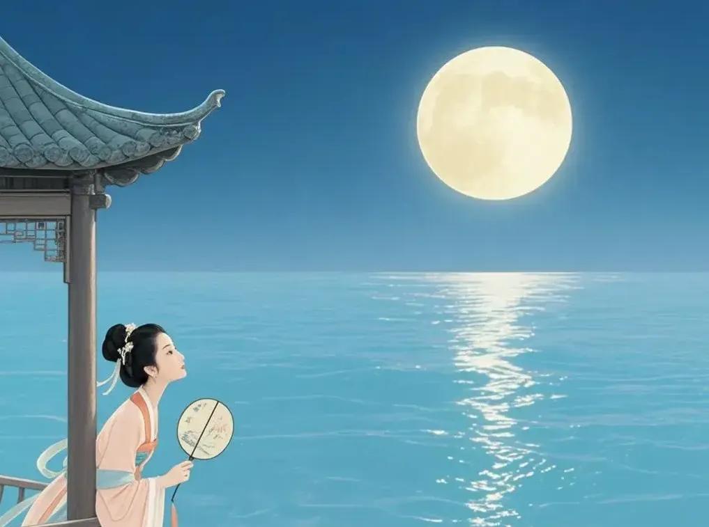 七律·中秋

一轮明月挂中天，千里光华海晏年。
袅袅清香花缱绻，蒙蒙夜色梦婵娟。