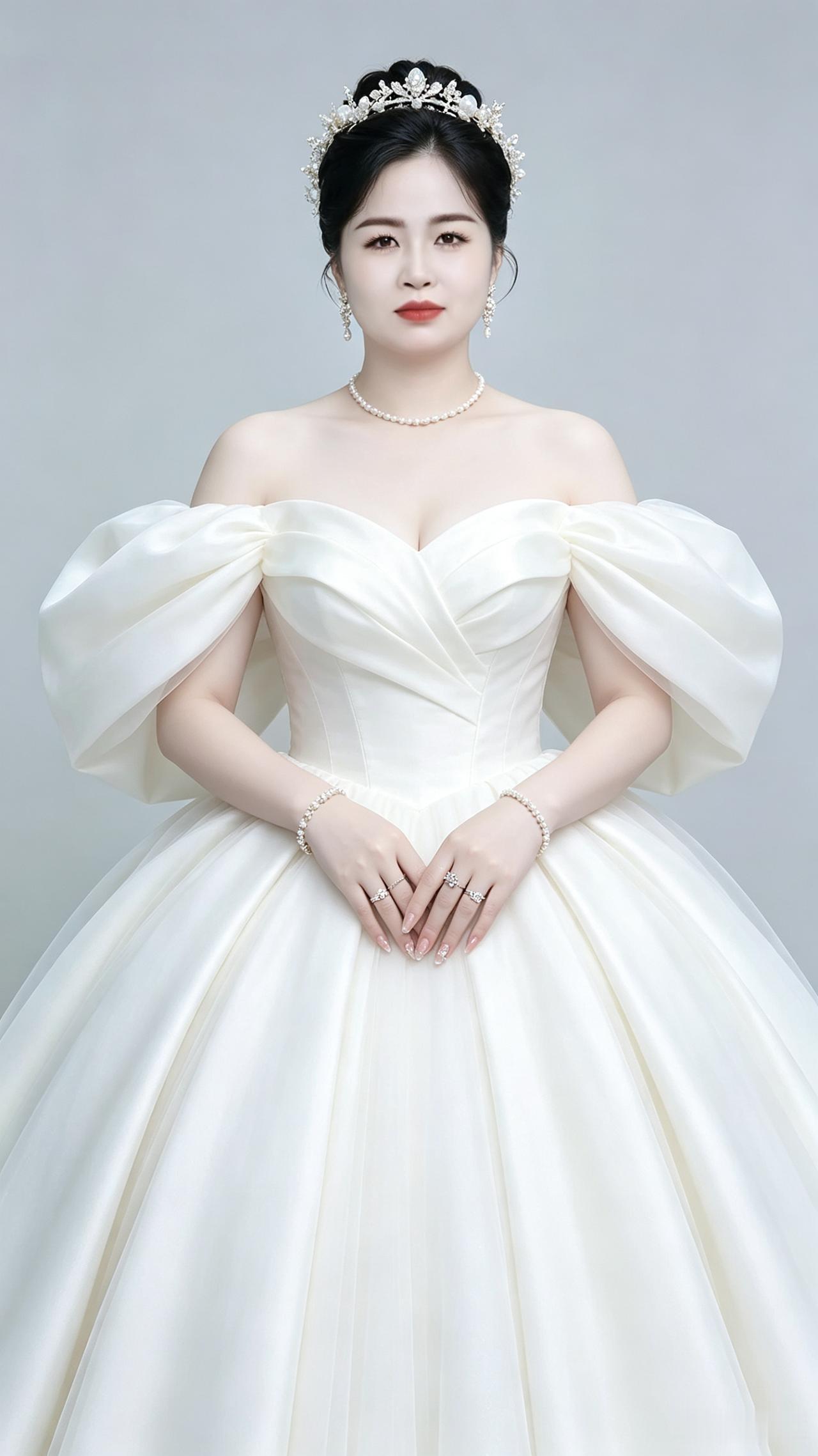 华服佳人
青丝妙挽饰珠钗，遍体珍华映玉阶。
新裙曼妙风姿秀，玉体莹洁不染埃。
柔