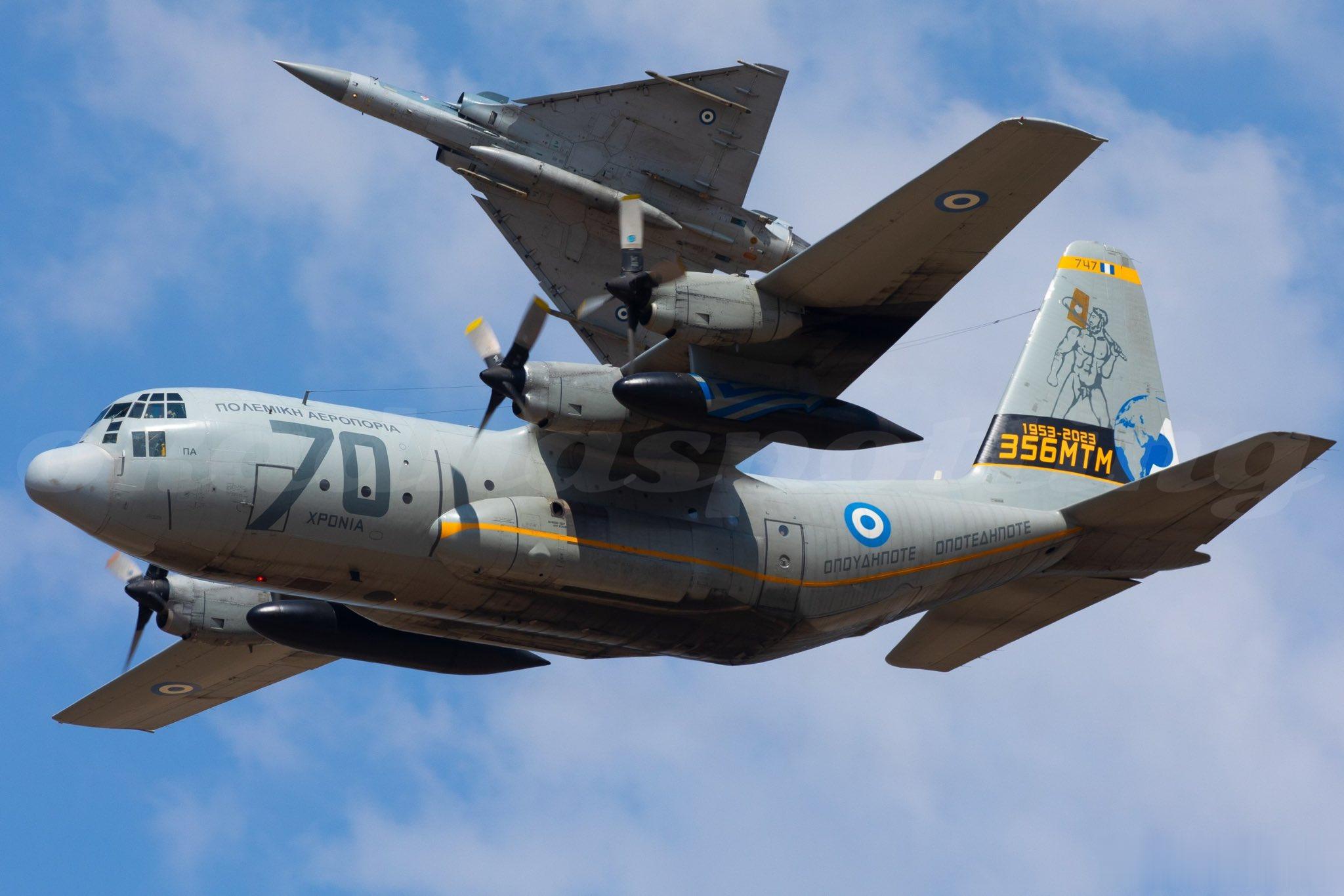 牛，希腊空军C-130和幻影2000同框#武器装备[超话]##航空[超话]# ​
