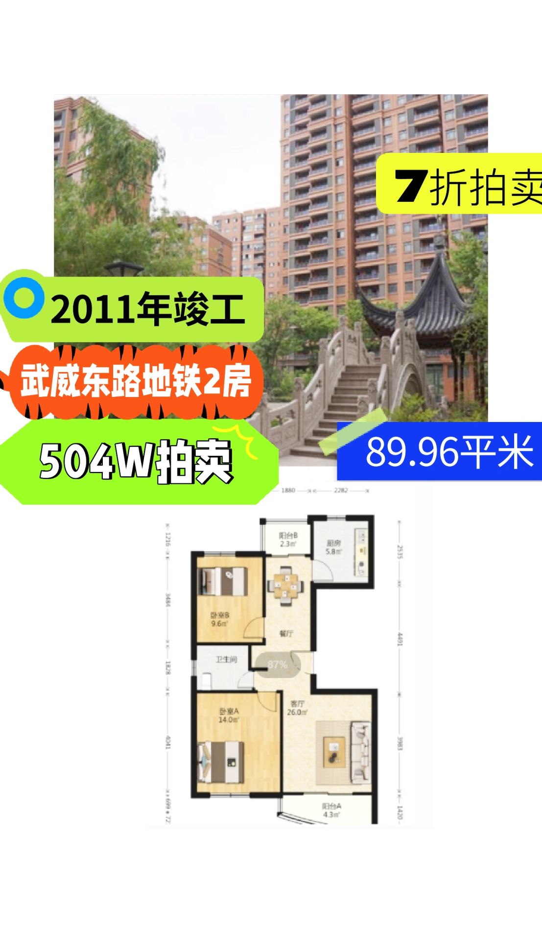 上海法拍房 普陀 恒盛鼎城华公馆 7折拍卖