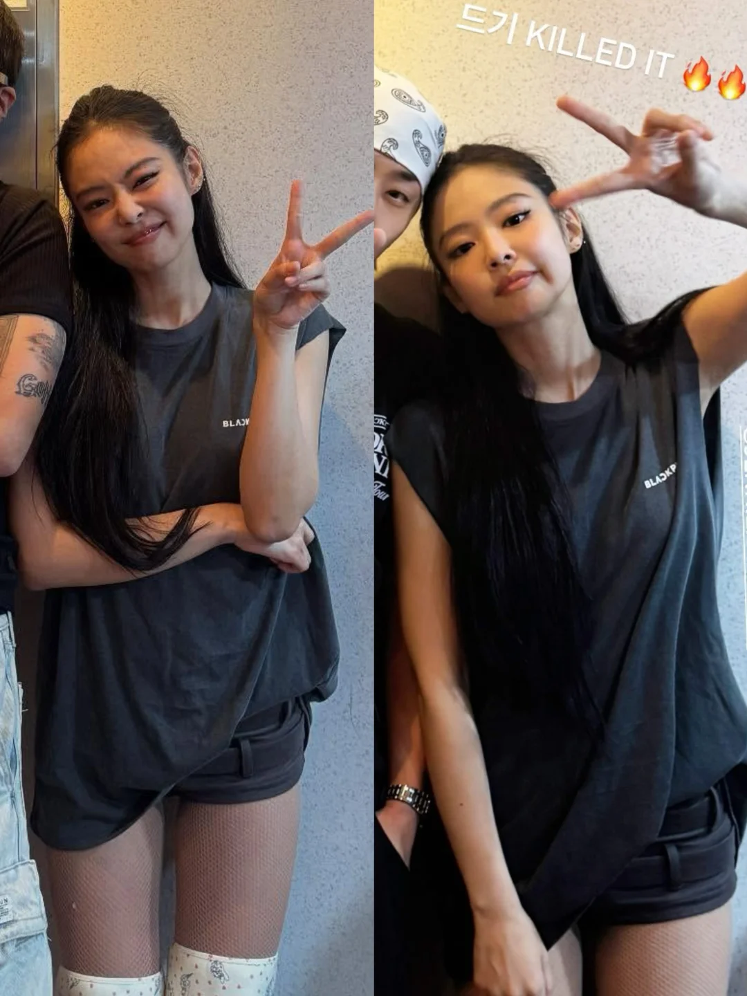 Jennie演唱会后台合影，好嫩的妮！！