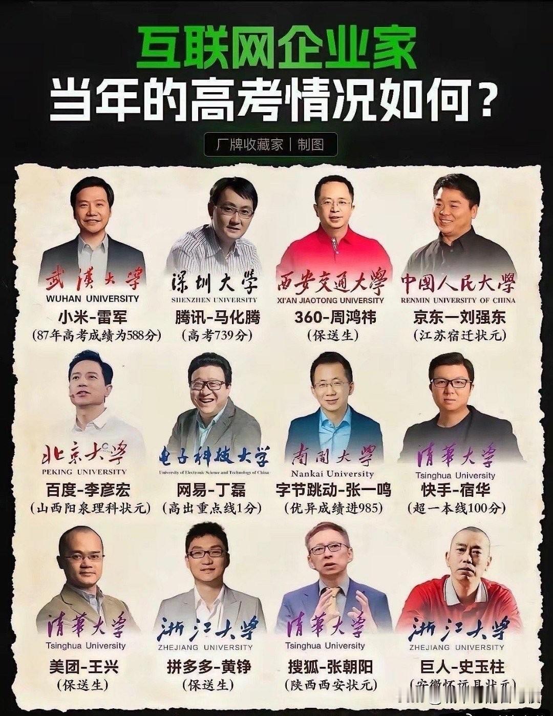 互联网公司的老板基本上都是学霸