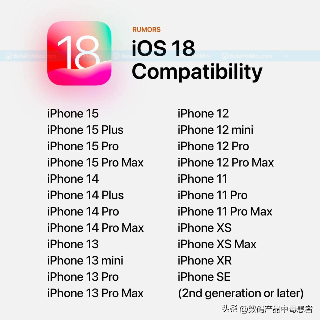 苹果IOS 18将是有史以来最大的软件版本更新！将兼容以下设备，看看有你的吗？[