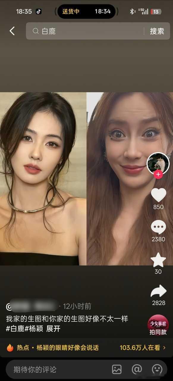 白鹿粉丝好幽默拿杨颖嘿图和白鹿的精修图对比评论区大翻车 我真求求了大家都知道人家
