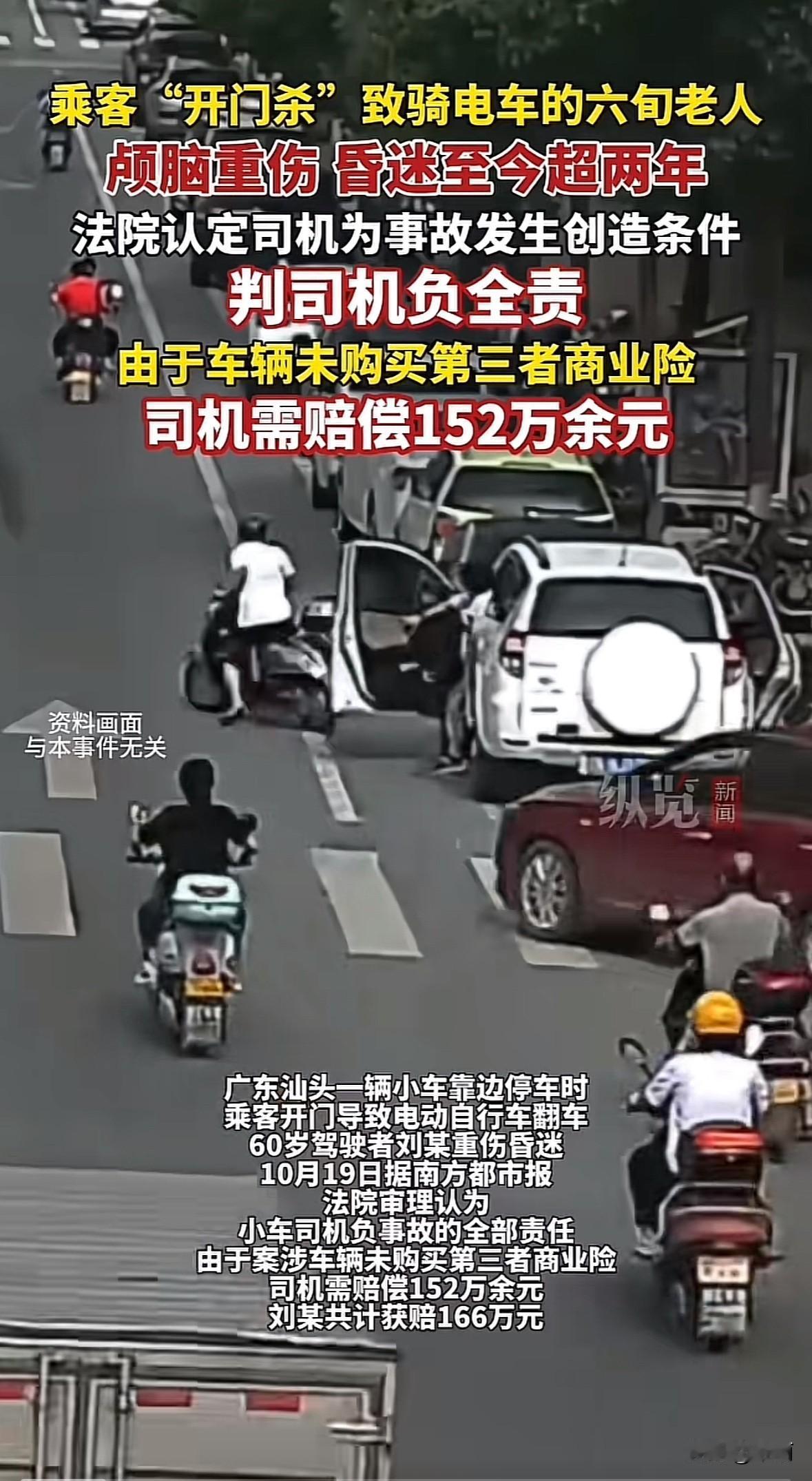 广东汕头曾发生一起“开门杀”事故。司机徐某敏路边停车，车身与路边留约1米空隙，乘