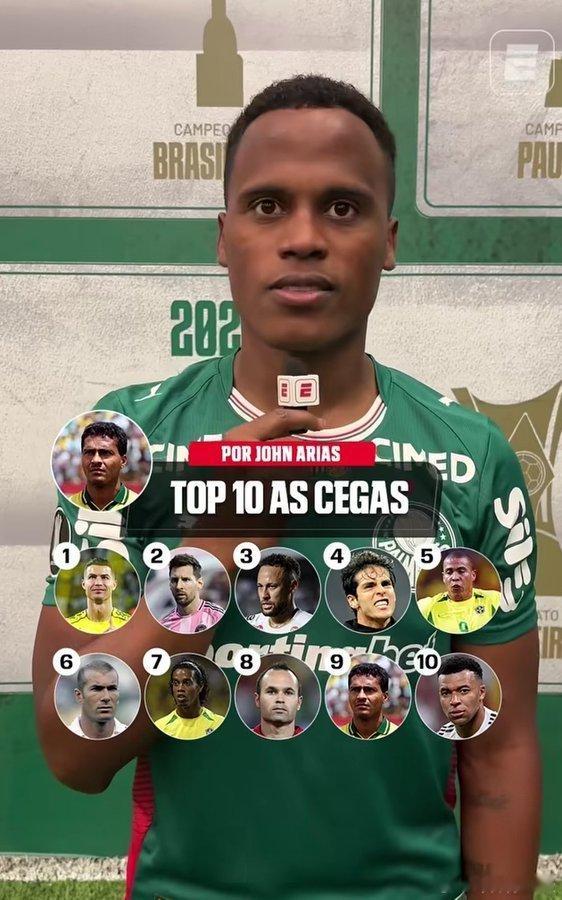 C罗 巴甲帕尔梅拉斯球员琼·阿里亚斯选择C 罗作为历史上最佳球员。不可复制的MV