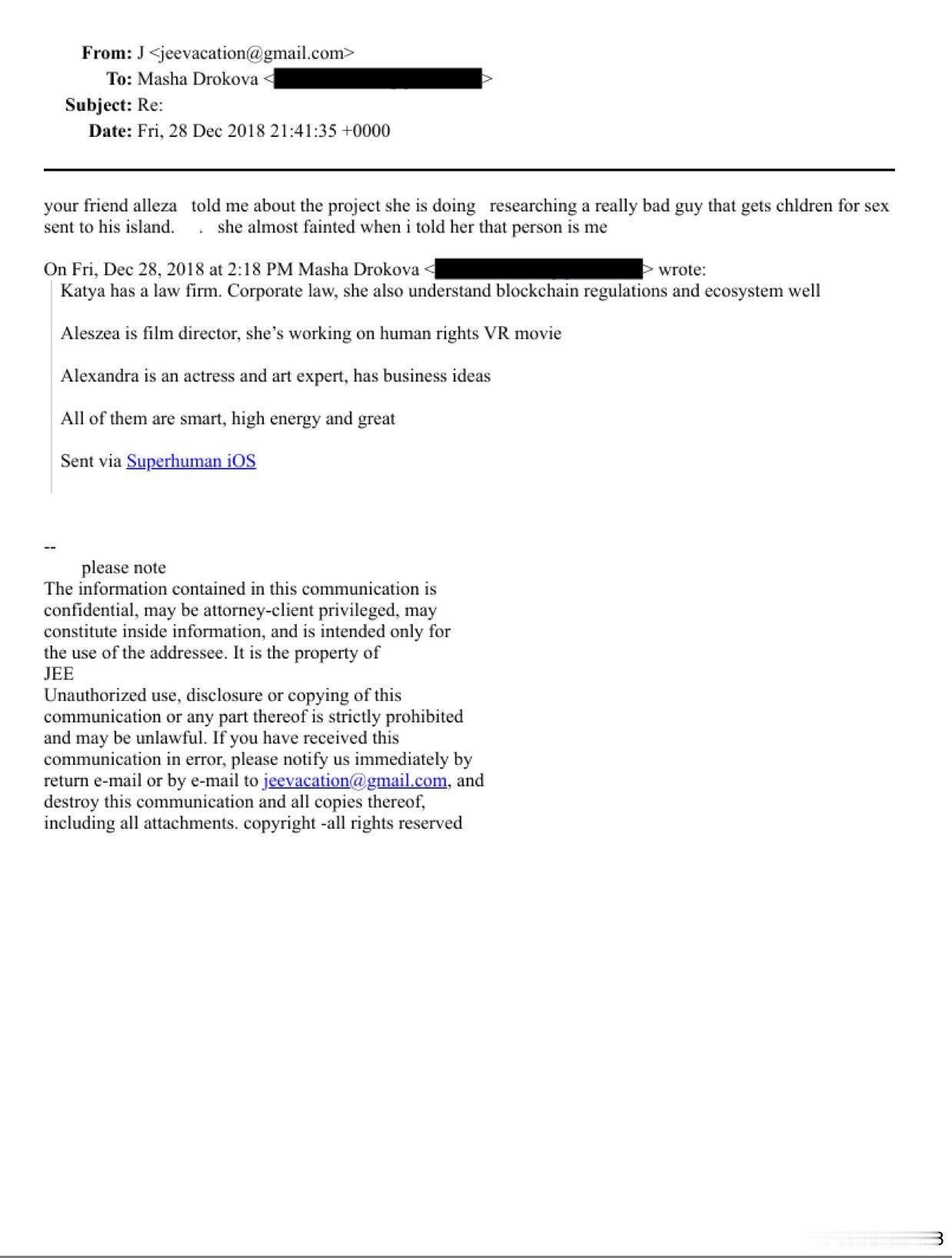 爱泼斯坦承认他让儿童到他的岛上进行性交易 “你的朋友告诉我她正在研究一个非常坏的