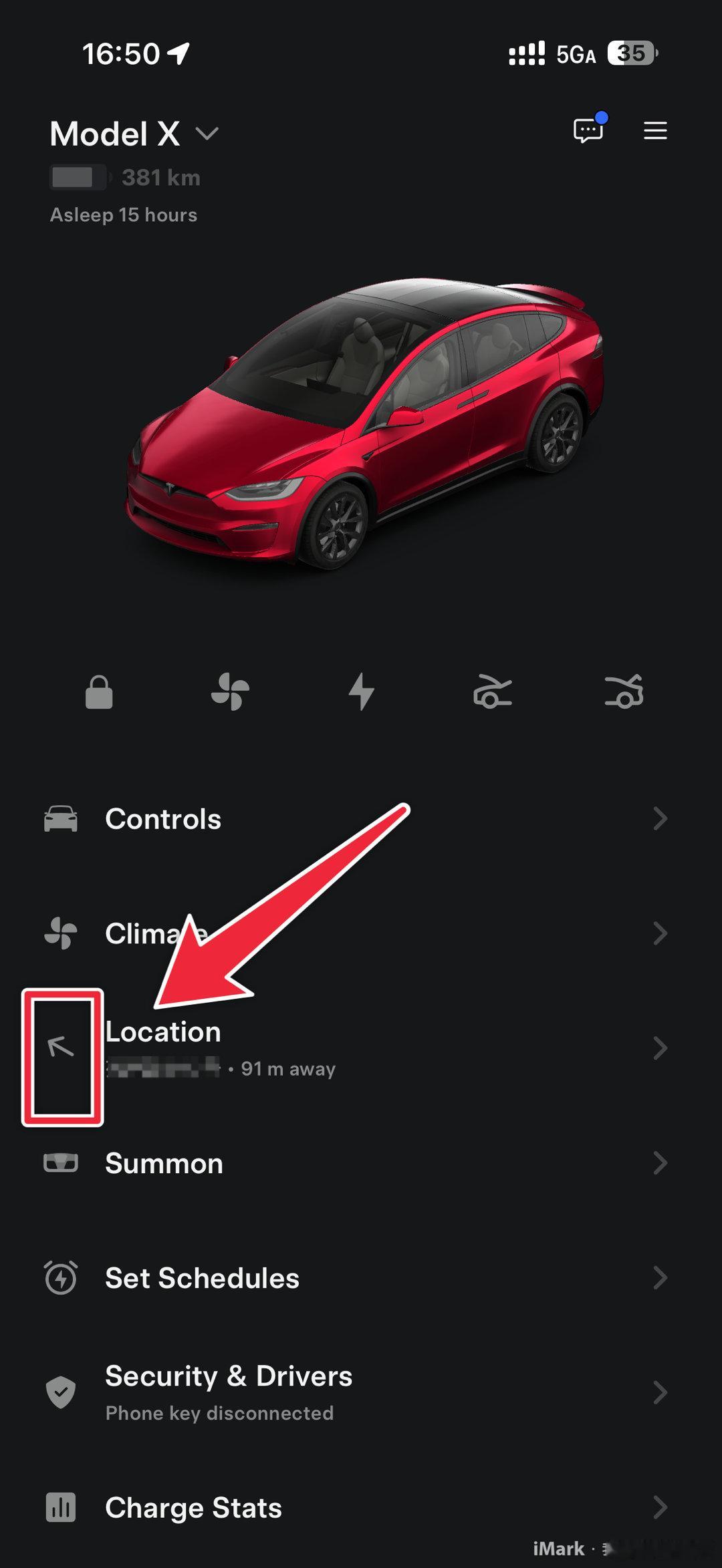 特斯拉最新版 app 更新的这个位置功能真不错可以手机指向变动他就变动还能显示位