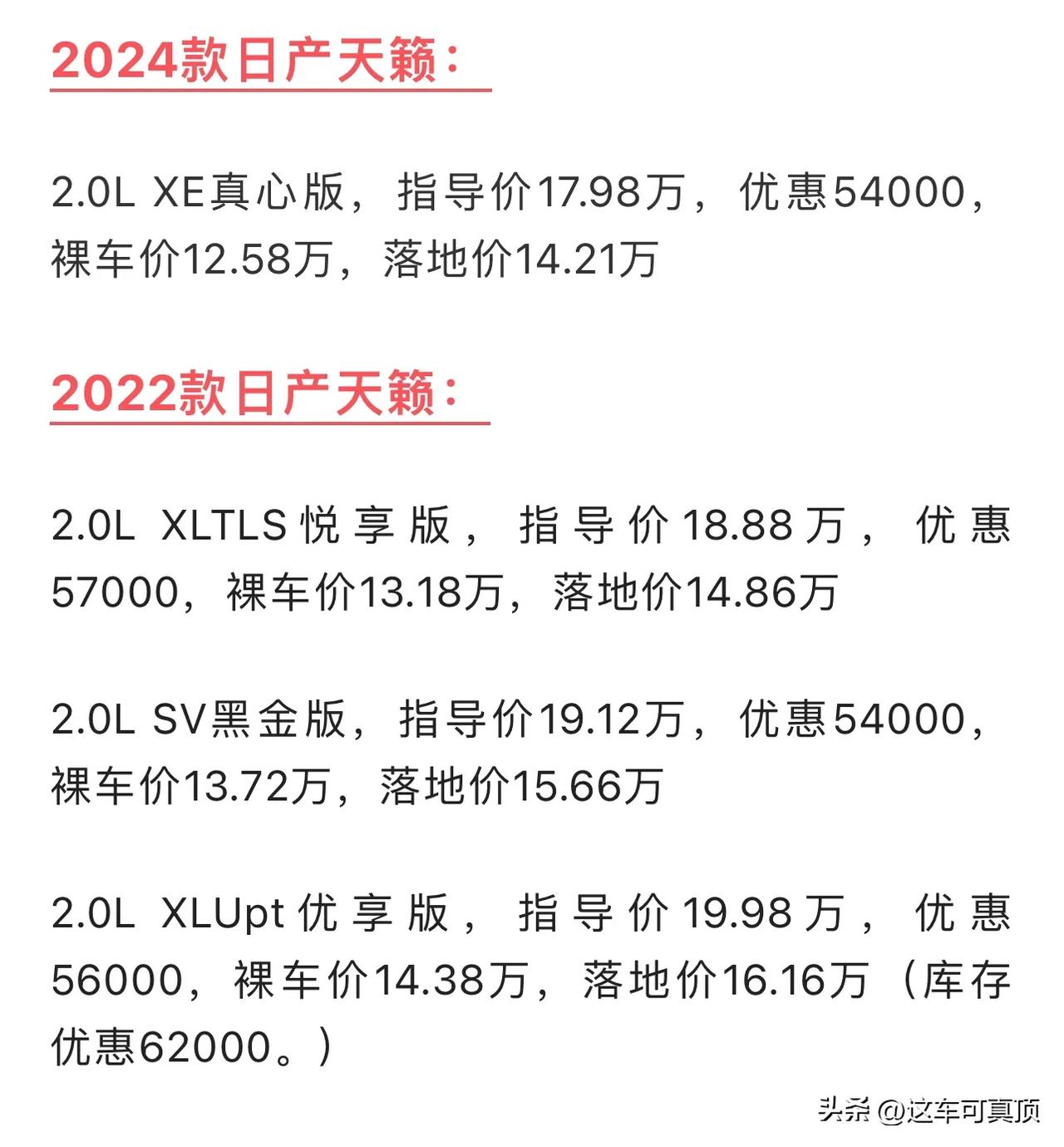 别管怎么说，天籁12万多。
拿轩逸的钱，买个天籁，你还想怎样！
别说2.0天籁动