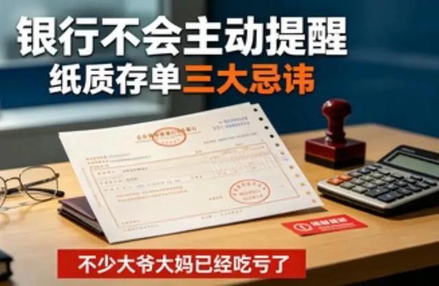 银行不会主动提醒：纸质存单三大忌讳，不少大爷大妈已经吃亏了

很多老年人习惯存纸
