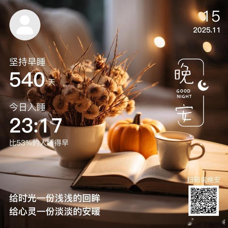 晚安，你已连续晚安打卡540天。多读书，按时睡，然后变得温柔，大度，继续善良~ 