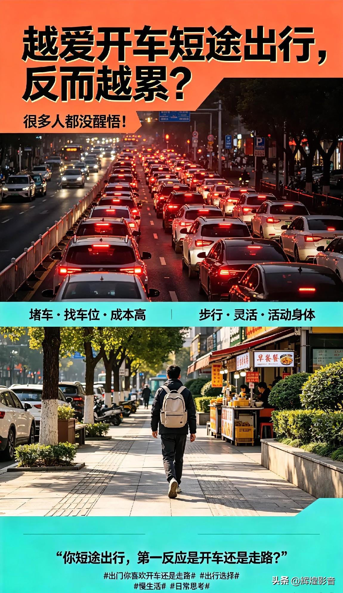 🚗🚶⚡越爱开车短途出行，反而越累？很多人都没醒悟！
 
很多人出门习惯性踩油