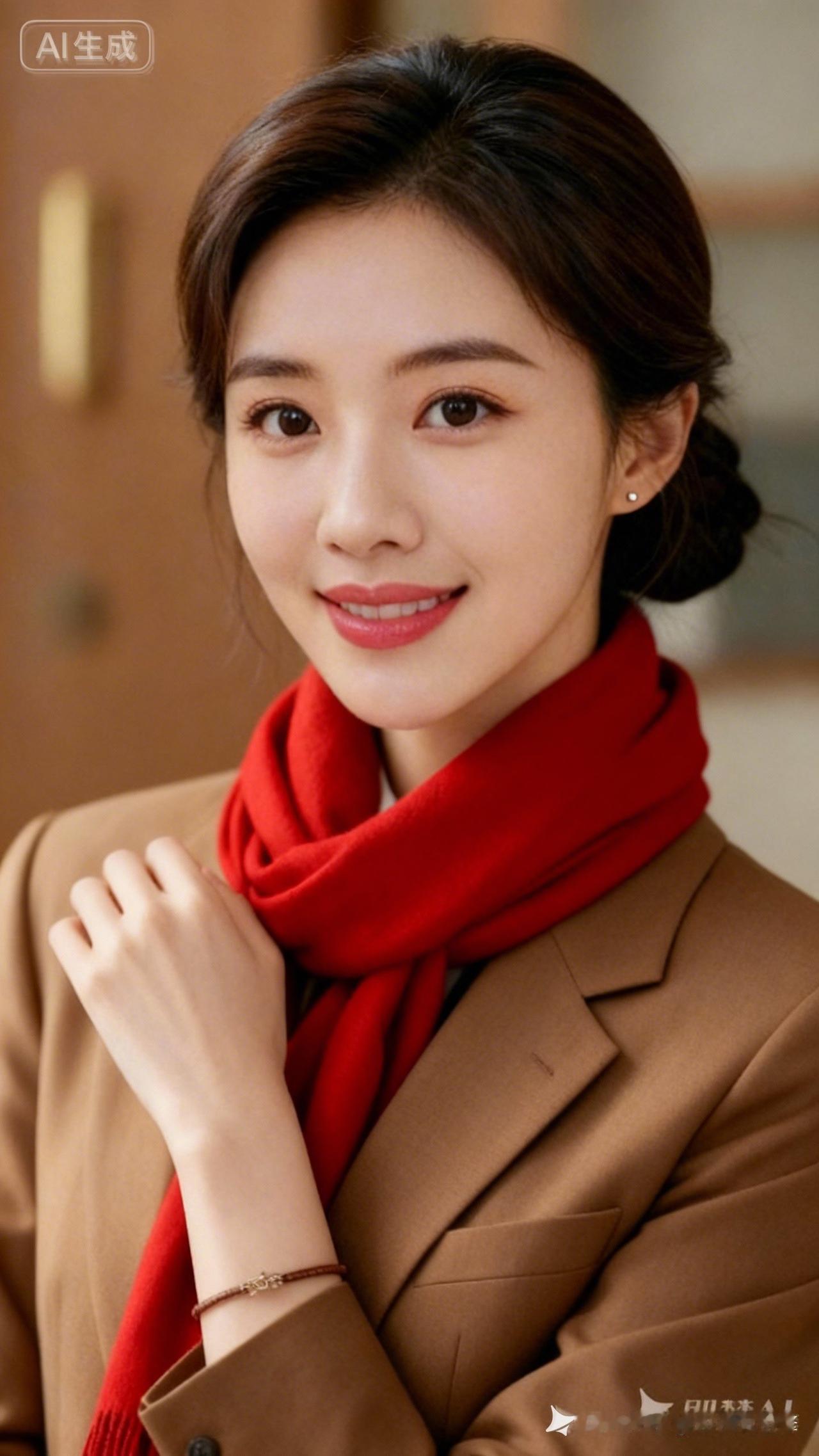 秋日穿搭指南：红色围巾+棕色外套，温暖又时尚！🍂👗👠