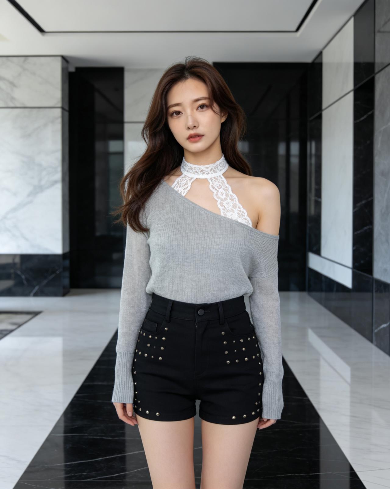 这款设计，一点点挂脖白色蕾丝，就让你遐想连连。
[送自己一朵花]