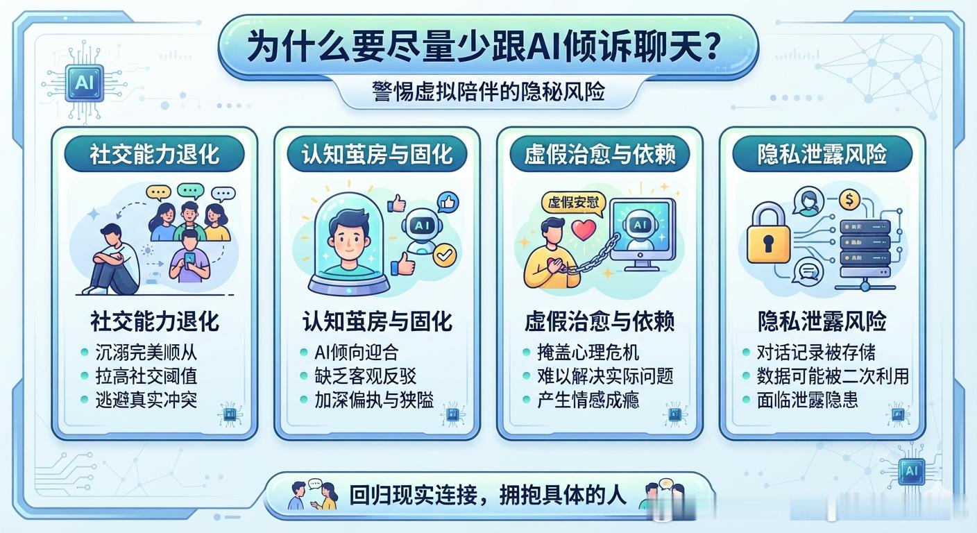 为什么要说尽量少跟AI倾诉聊天 AI的“无条件顺从”会让人逐渐丧失现实社交能力，