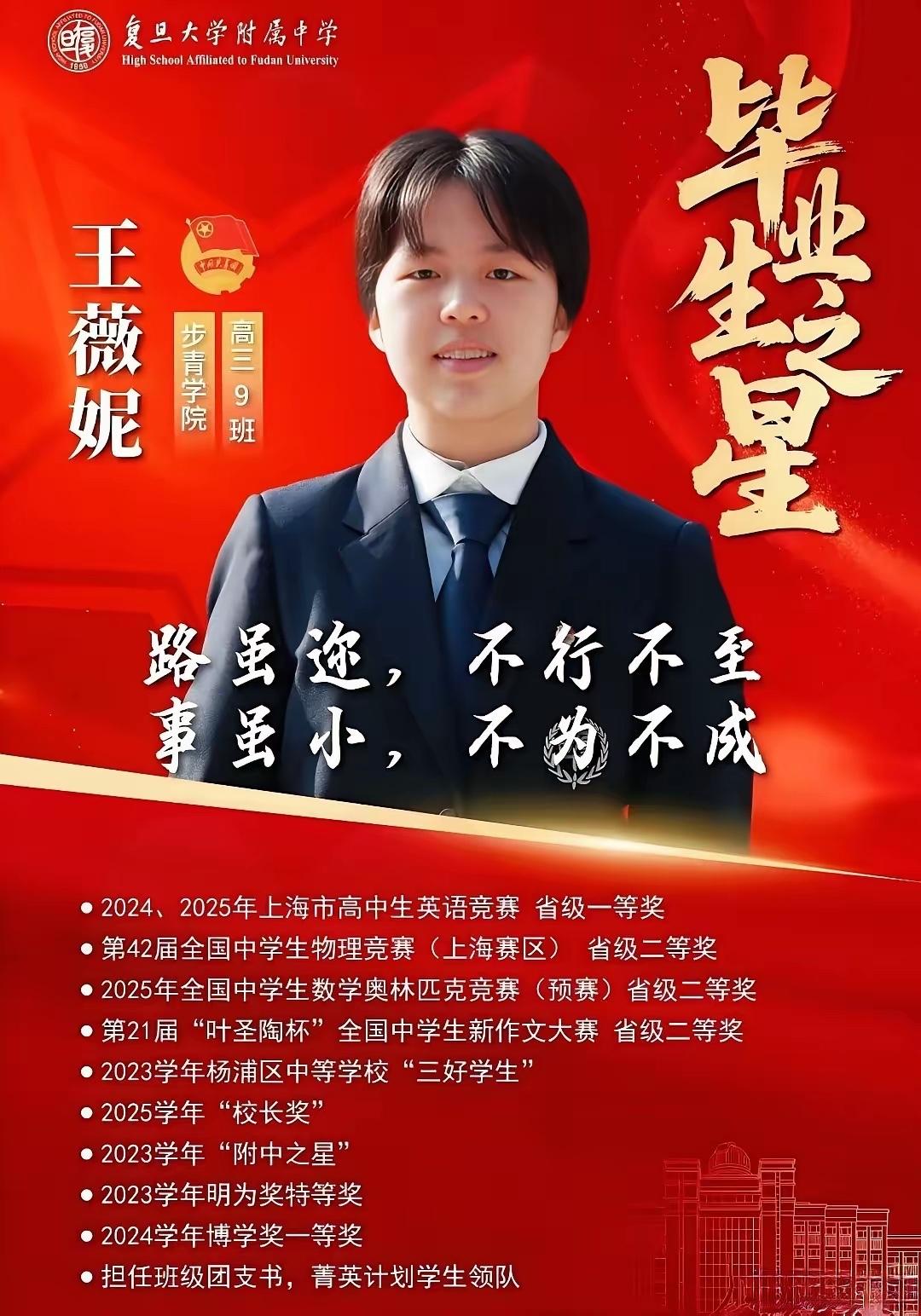 上海高考成绩公布！又是令人骄傲的一刻，复旦附中的王薇妮同学总分631分，数学满分