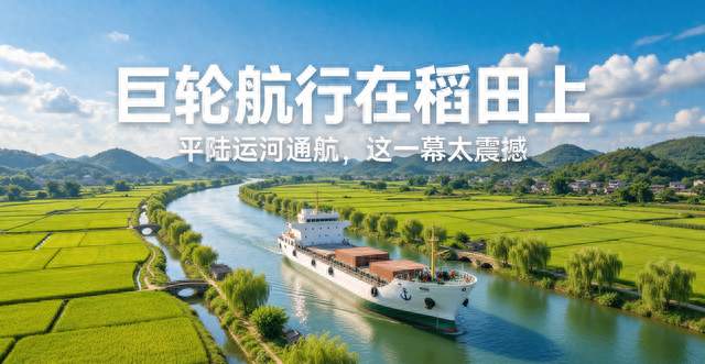画面太震撼！平陆运河火遍全网，巨轮在稻田上航行太壮观