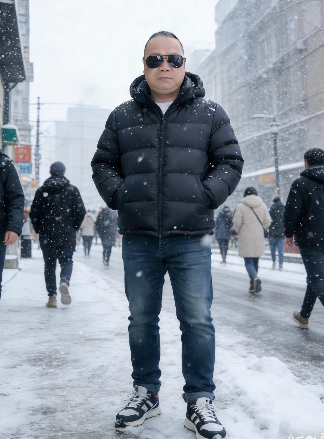 雪中漫步，酷炫街头风