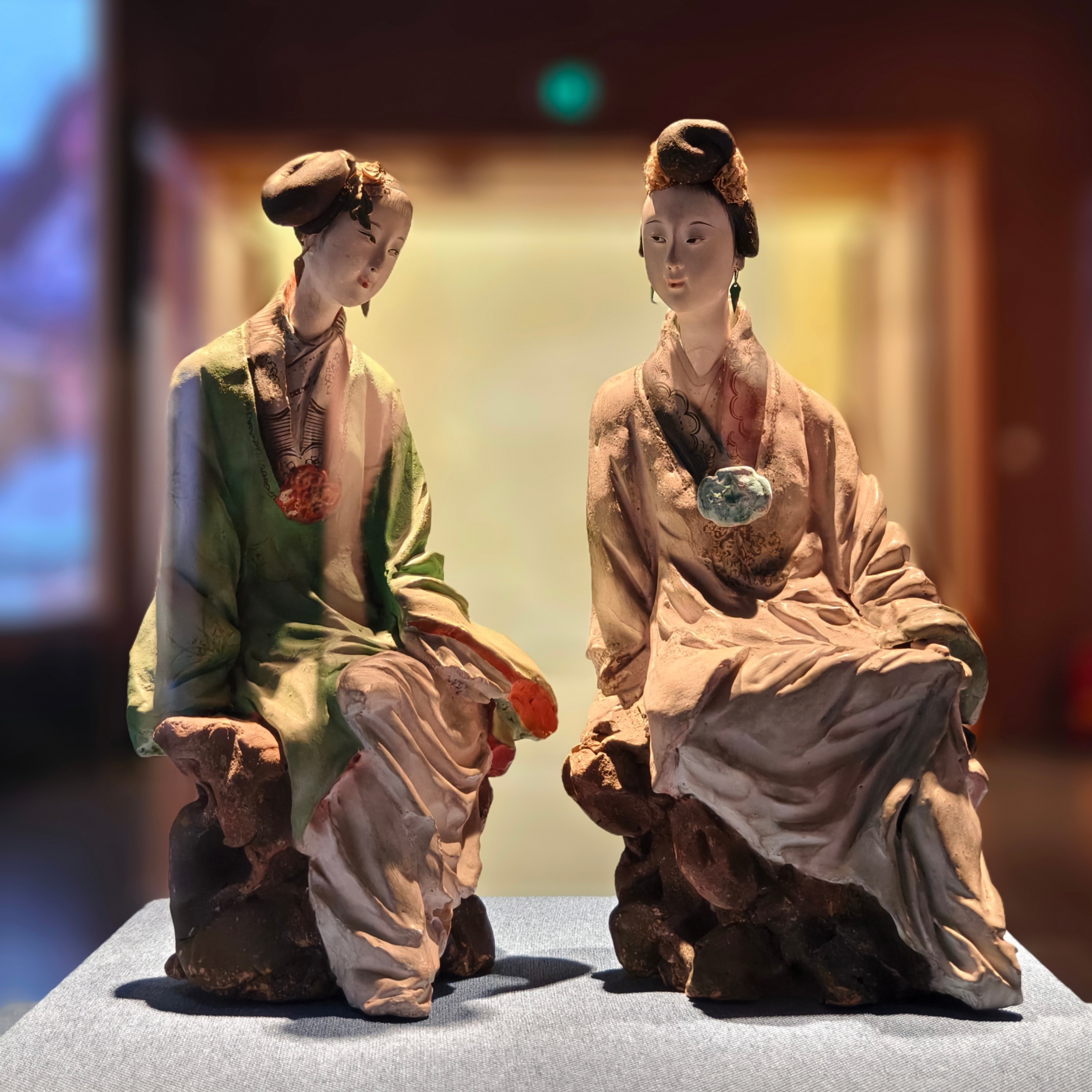 清代 张明山制 彩塑二仕女点赞天津泥人张 天津·天津博物馆