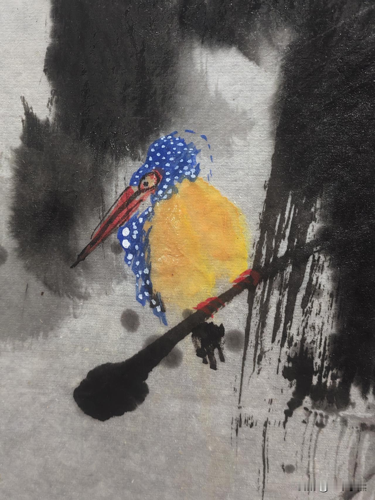 画了一只翠鸟！！！！拍照翠鸟 荷池翠鸟 鹳嘴翠鸟 画的是什么鸟 鸟类工笔画 画画