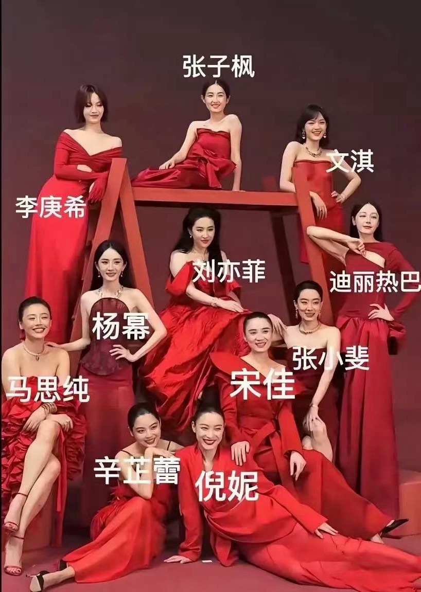 张子枫杨幂刘亦菲等女神同框，你们觉得谁撑住这套红裙造型了？ 
