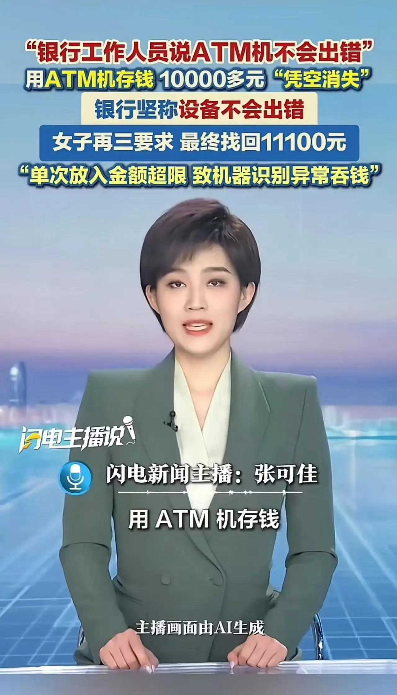 存一万元在ATM机里，钱竟然“凭空消失”？银行工作人员却一口咬定“机器不会出错”