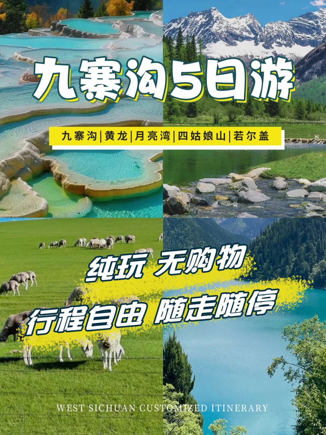九寨沟+若尔盖5天 纯玩 人均1K+