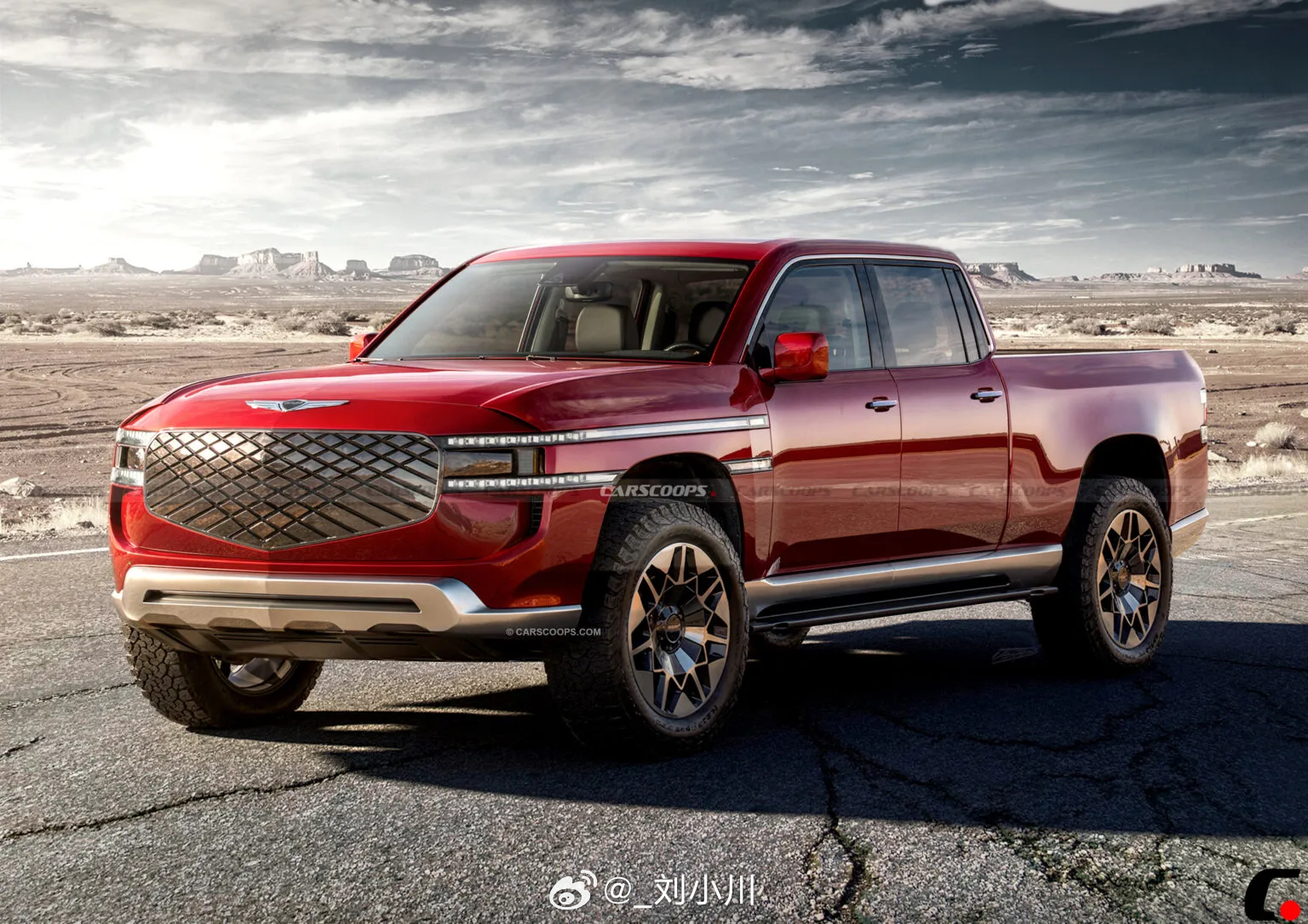 捷尼赛思全新皮卡量产版渲染图 【新车渲染】捷尼赛思全新皮卡量产版渲染图，根据概念