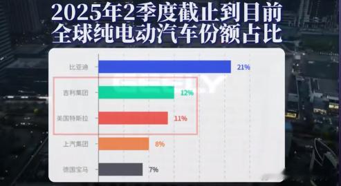 啊？！吉利纯电车的全球限量把特斯拉超了？！刚刷到的热乎新闻！2025年第二季度，