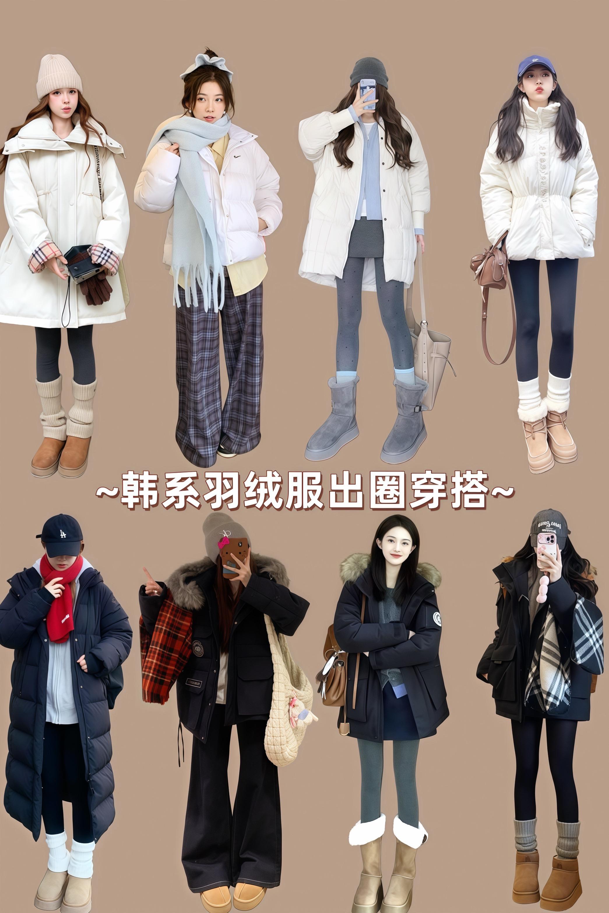 韩系羽绒服出圈穿搭 冬季属于淡人的黑白灰穿搭 羽绒服 冬季穿搭 韩系穿搭