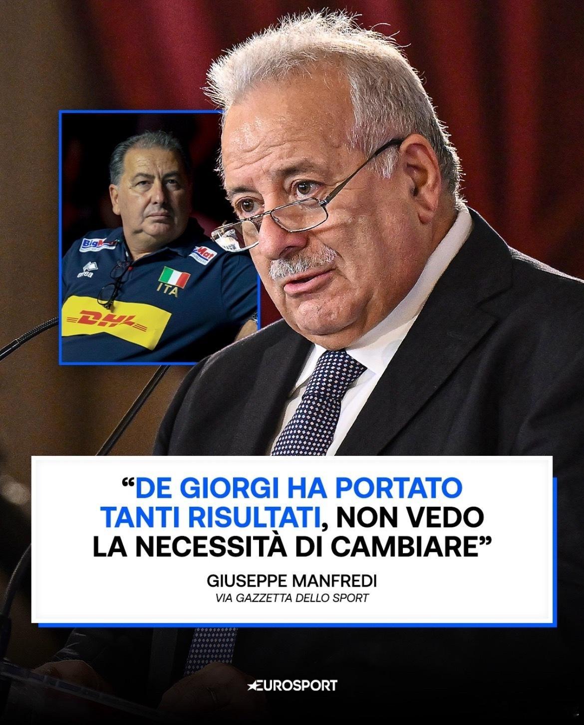 🇮🇹意大利排协主席曼弗雷迪接受《米兰体育报》采访表态：“德·乔治带队取得过诸