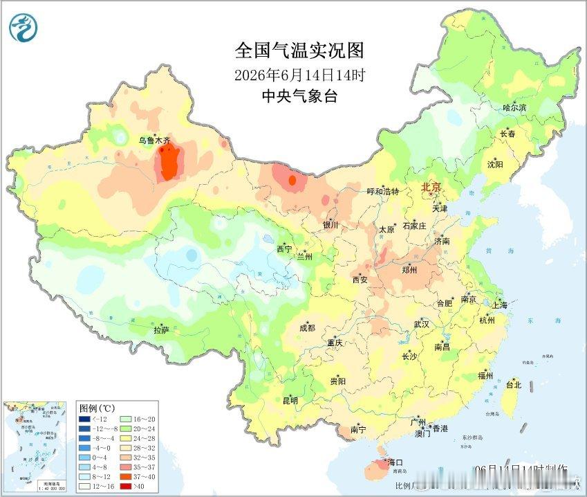 【气温】今天雨带南压，江南一带降雨缩减后，气温回升。今天新疆、内蒙古、陕西、山西