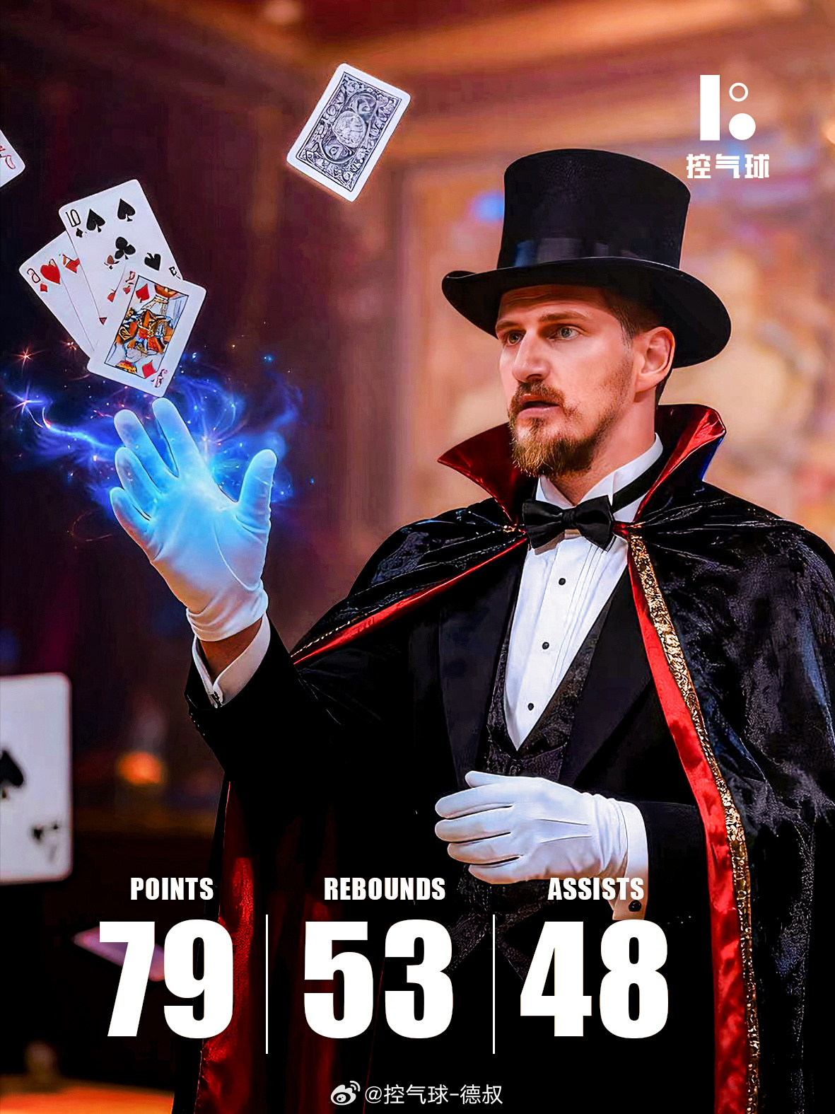 🔥 约基奇 4 天 3 场大三双，历史级统治力约基奇在4 天 3 场魔鬼赛程里